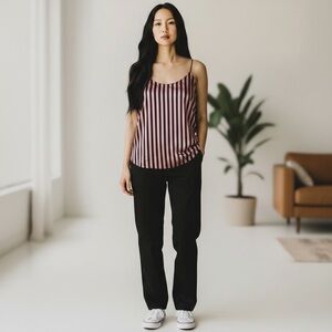 Victoria's Secret Pink‎ Striped Racerback Cami Top L Large Sexy